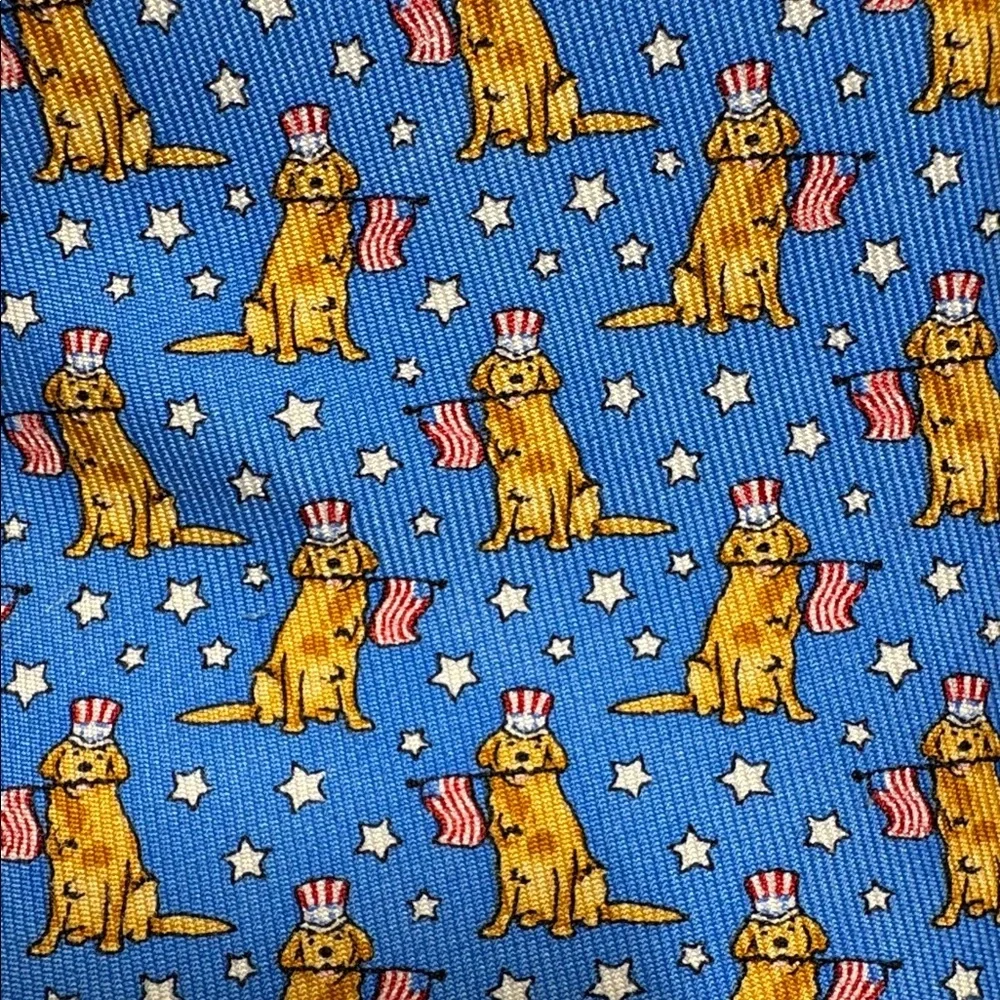 Vineyard Vines Boys' 100% Silk Patriotic Goldendoodle Tie 4th Formalwear USA